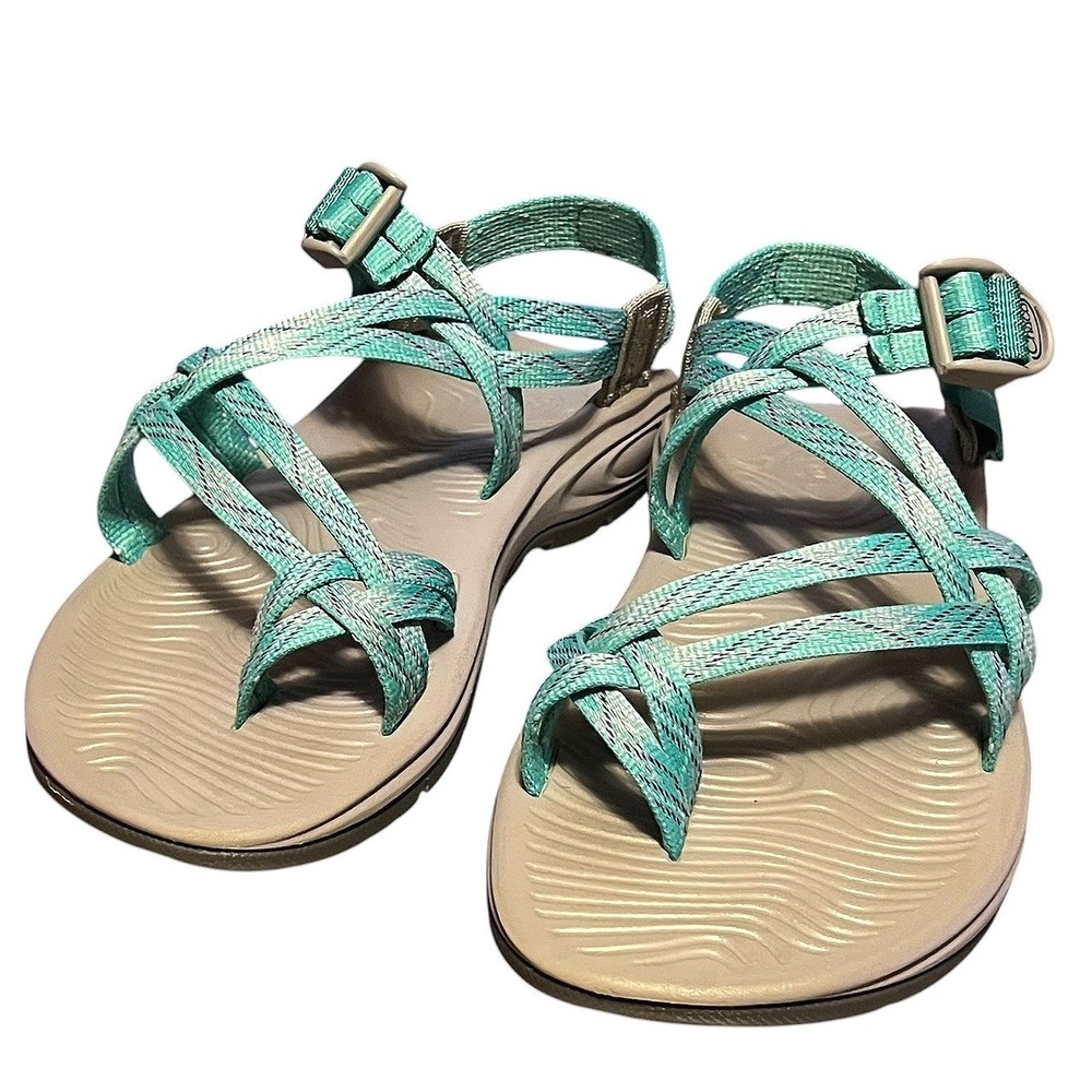 Chaco Z/Cloud X2 Womens 8 Teal Aqua Strappy Toe Loop Hiking Sandals J106622 - Picture 2 of 16